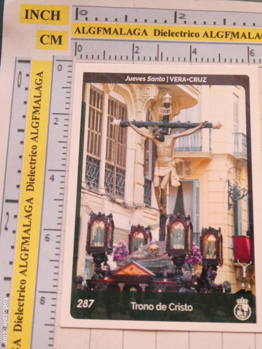 Trading cards: TARJETA TRADING CARD CROMO RELIGIOSO SEMANA SANTA M&Aacute;LAGA. HOLY CARDS 287 VERA CRUZ TRONO CRISTO