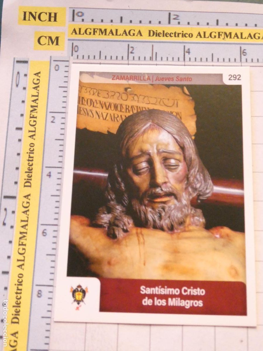 Trading cards: TARJETA TRADING CARD CROMO RELIGIOSO SEMANA SANTA M&Aacute;LAGA. HOLY CARDS 292 ZAMARRILLA CRISTO MILAGROS