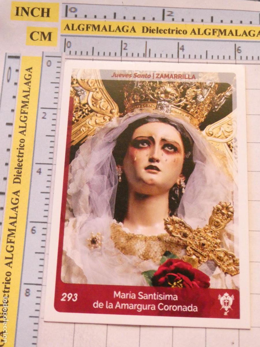 Trading cards: TARJETA TRADING CARD CROMO RELIGIOSO SEMANA SANTA M&Aacute;LAGA. HOLY CARDS 293 ZAMARRILLA MAR&Iacute;A AMARGURA