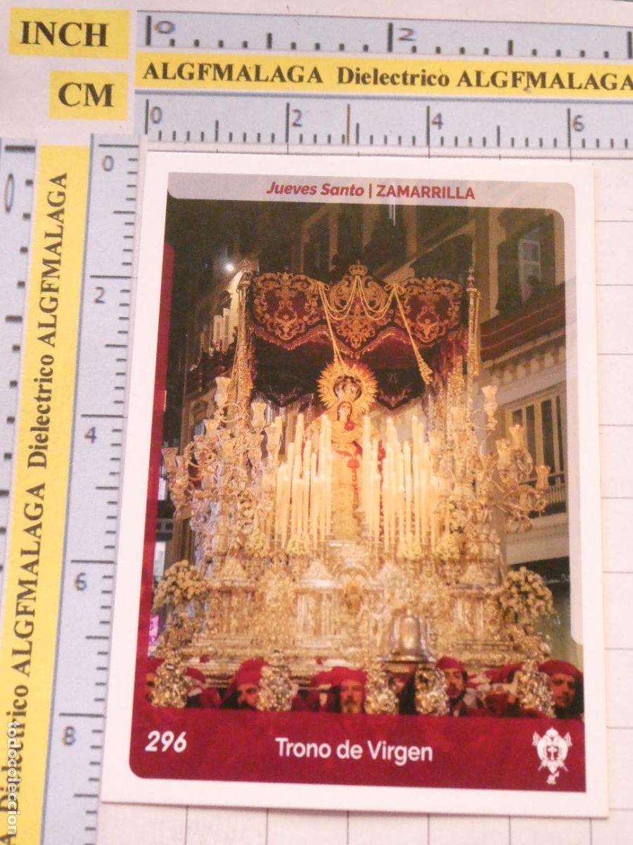 Trading cards: TARJETA TRADING CARD CROMO RELIGIOSO SEMANA SANTA M&Aacute;LAGA. HOLY CARDS 296 ZAMARRILLA TRONO VIRGEN