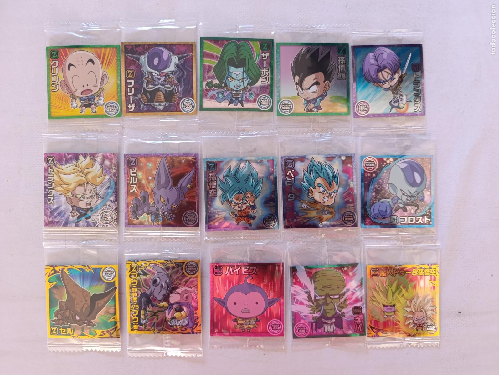 Trading cards: LOTE 15 DRAGON BALL WAFER - STICKER / SEAL - SIN REPETIDOS - BANDAI - JAPON - NUEVO (E7Aw)