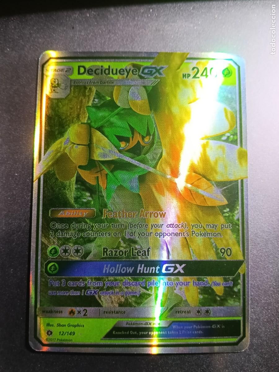 Trading cards: CROMO CARTA DECIDUEYE 12/149 RAZOR LEAF FEATHER ARROW BRILLANTE POKEMON 2017