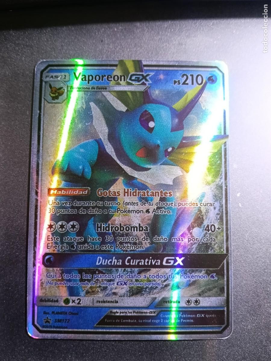 Trading cards: CROMO CARTA VAPOREON SM172 GOTAS HIDRATANTES HIDROBOMBA BRILLANTE POKEMON 2017