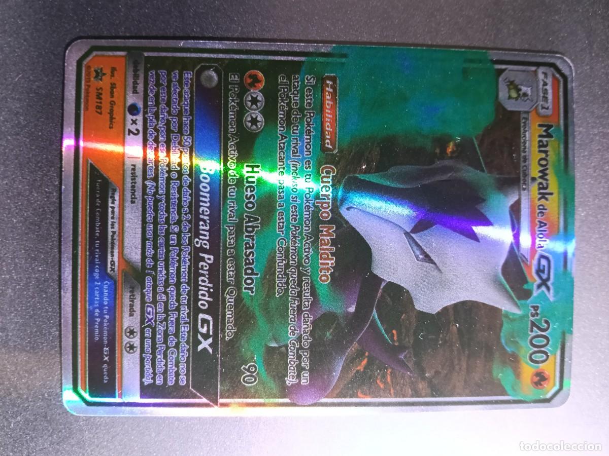 Trading cards: CROMO CARTA MAROWAK DE ALOLA SM187 CUERPO MALDITO HUESO ABRASADOR BRILLANTE POKEMON 2017