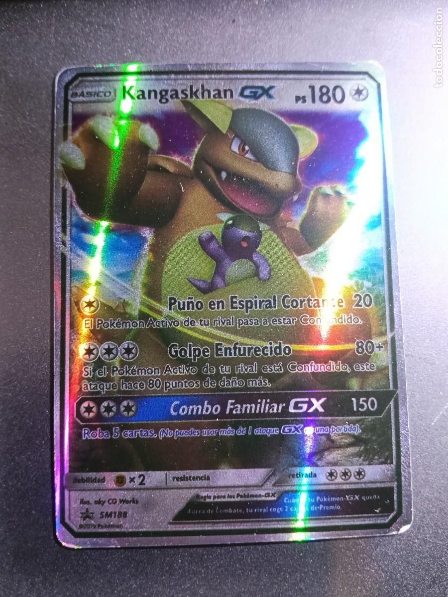 Trading cards: CROMO CARTA KANGASKHAN GX SM188 PU&Ntilde;O EN ESPIRAL CORTANTE GOLPE ENFURECIDO BRILLANTE POKEMON 2017