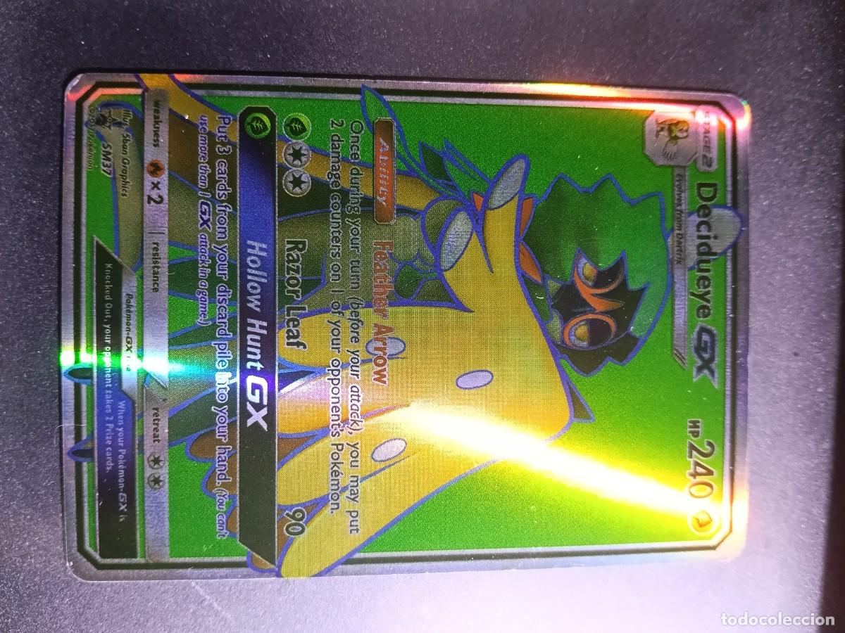 Trading cards: CROMO CARTA DECIDUEYE GX SM37 FEATHER ARROW RAZOR LEAF BRILLANTE POKEMON 2017
