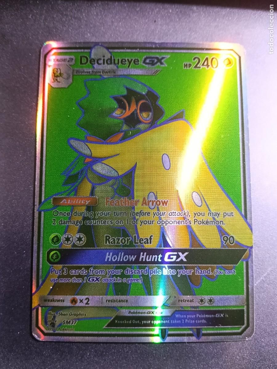 Trading cards: CROMO CARTA DECIDUEYE GX SM37 FEATHER ARROW RAZOR LEAF BRILLANTE POKEMON 2017