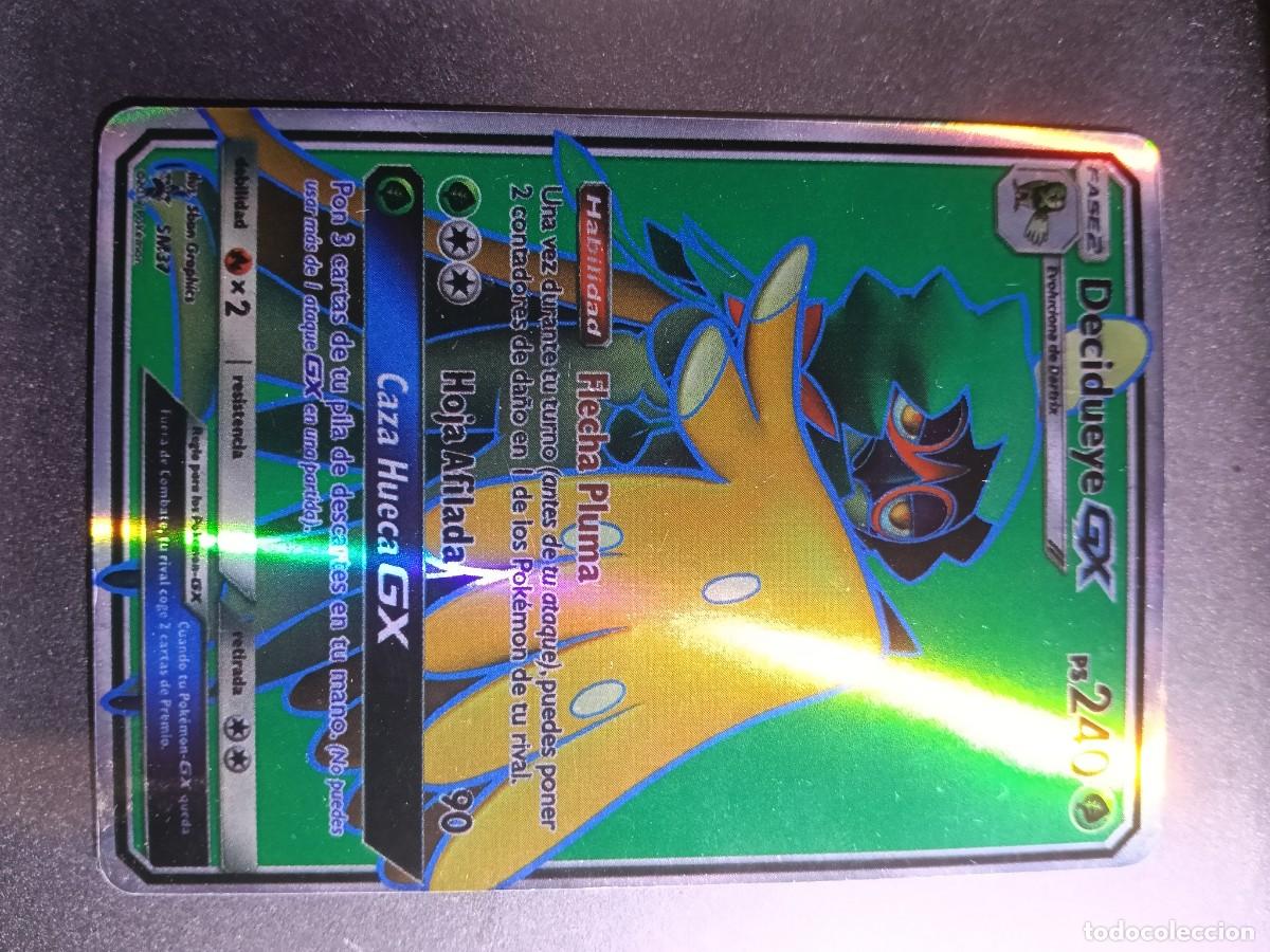 Trading cards: CROMO CARTA DECIDUEYE GX SM37 HOJA AFILADA FLECHA PLUMA BRILLANTE POKEMON 2017