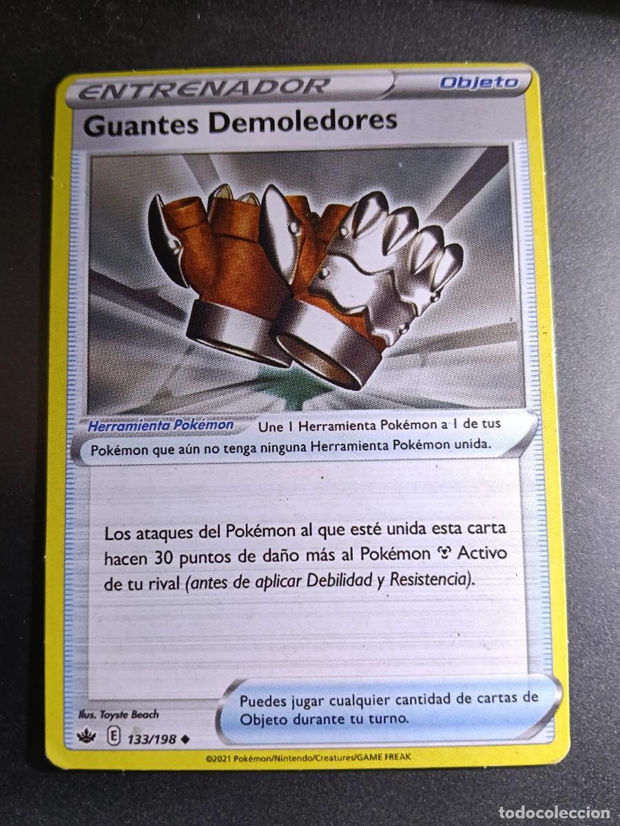 Trading cards: CROMO CARTA ENTRENADOR GUANTES DEMOLEDORES 133/198 OBJETO POKEMON 2021