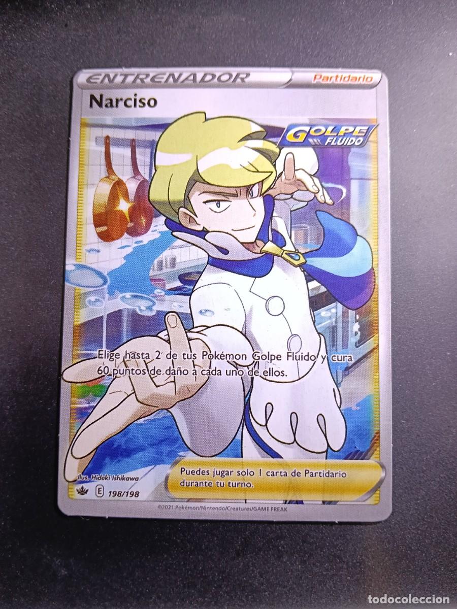 Trading cards: CROMO CARTA ENTRENADOR NARCISO 198/198 PARTIDARIO GOLPE FLUIDO POKEMON 2021