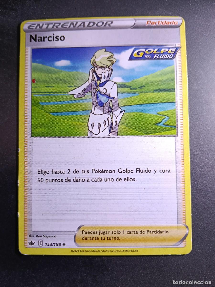 Trading cards: CROMO CARTA ENTRENADOR NARCISO 153/198 PARTIDARIO GOLPE FLUIDO POKEMON 2021