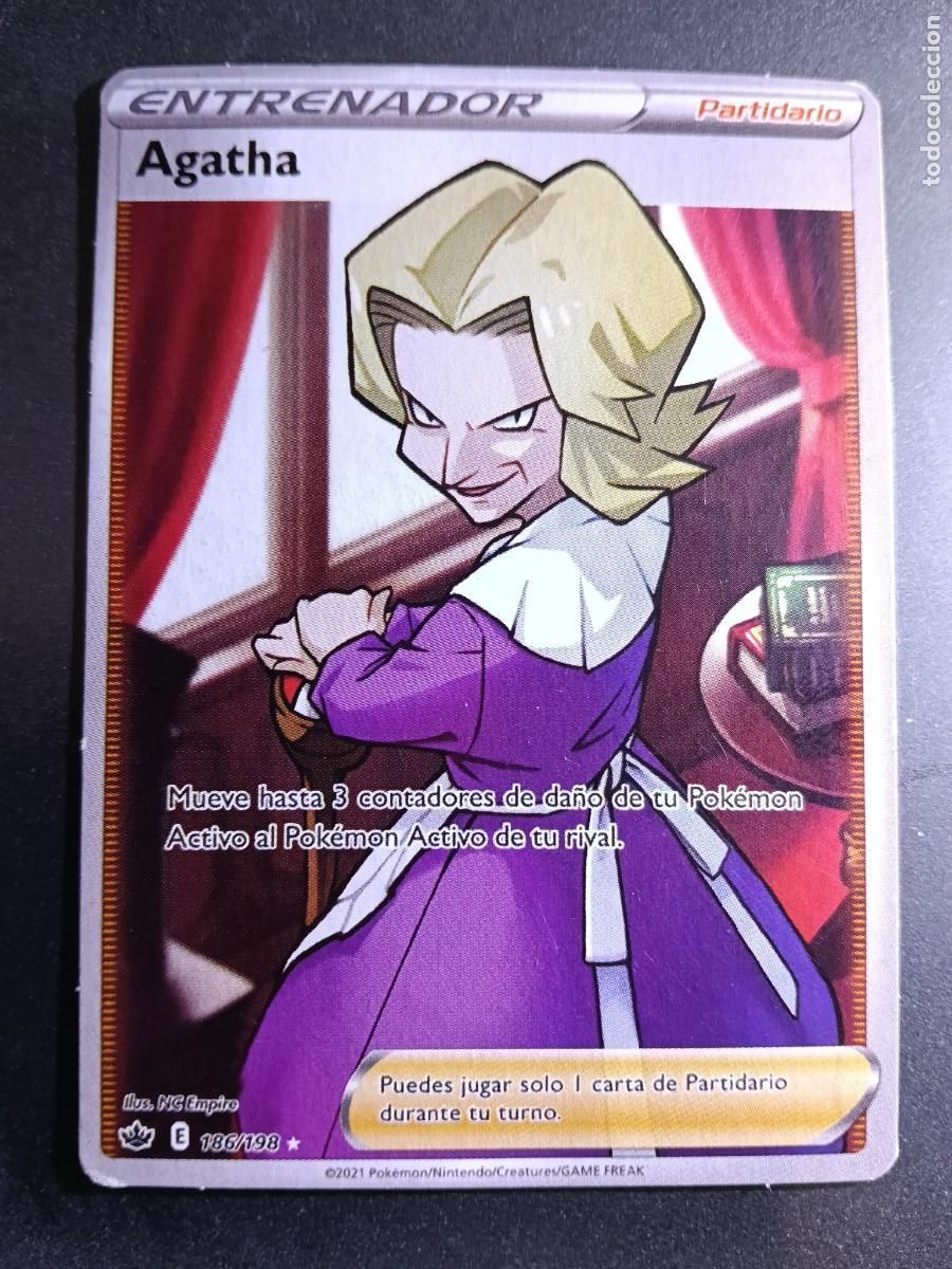 Cartas Colecion&aacute;veis: CROMO CARTA ENTRENADOR AGATHA 186/198 PARTIDARIO POKEMON 2021