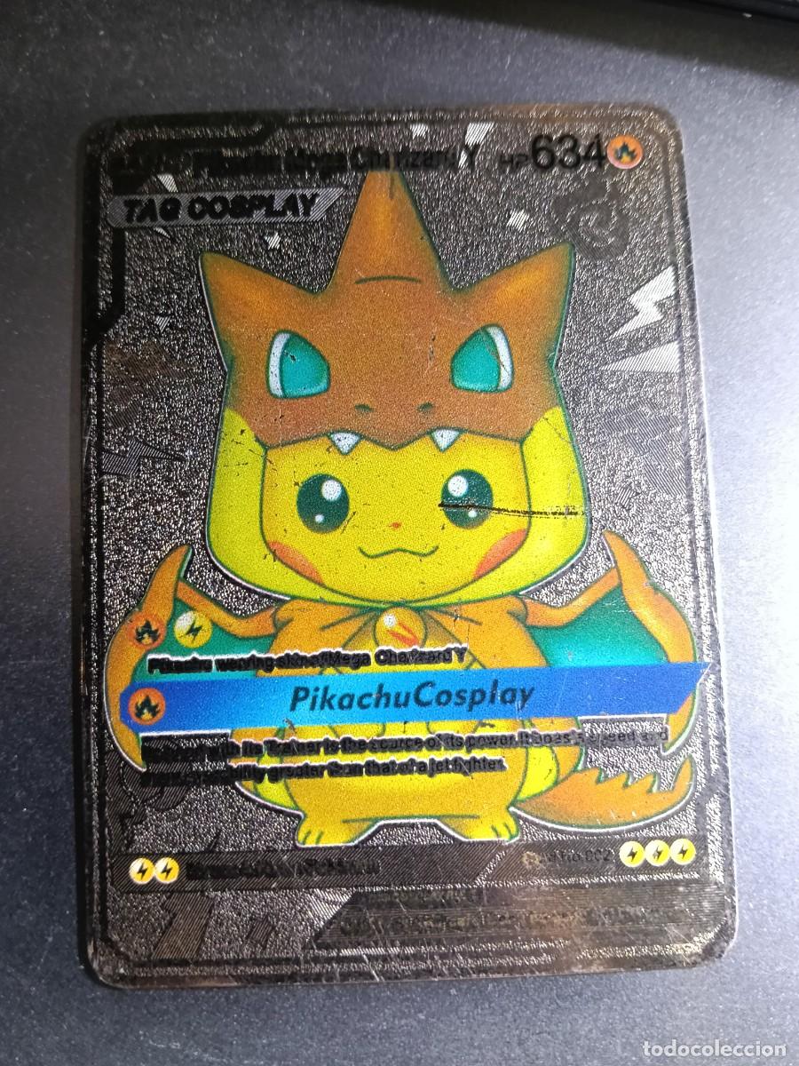 Trading cards: CROMO CARTA METALICA ORO PIKACHU MEGA CHARIZARD DORADO PIKACHU COSPLAY POKEMON 2016-2017