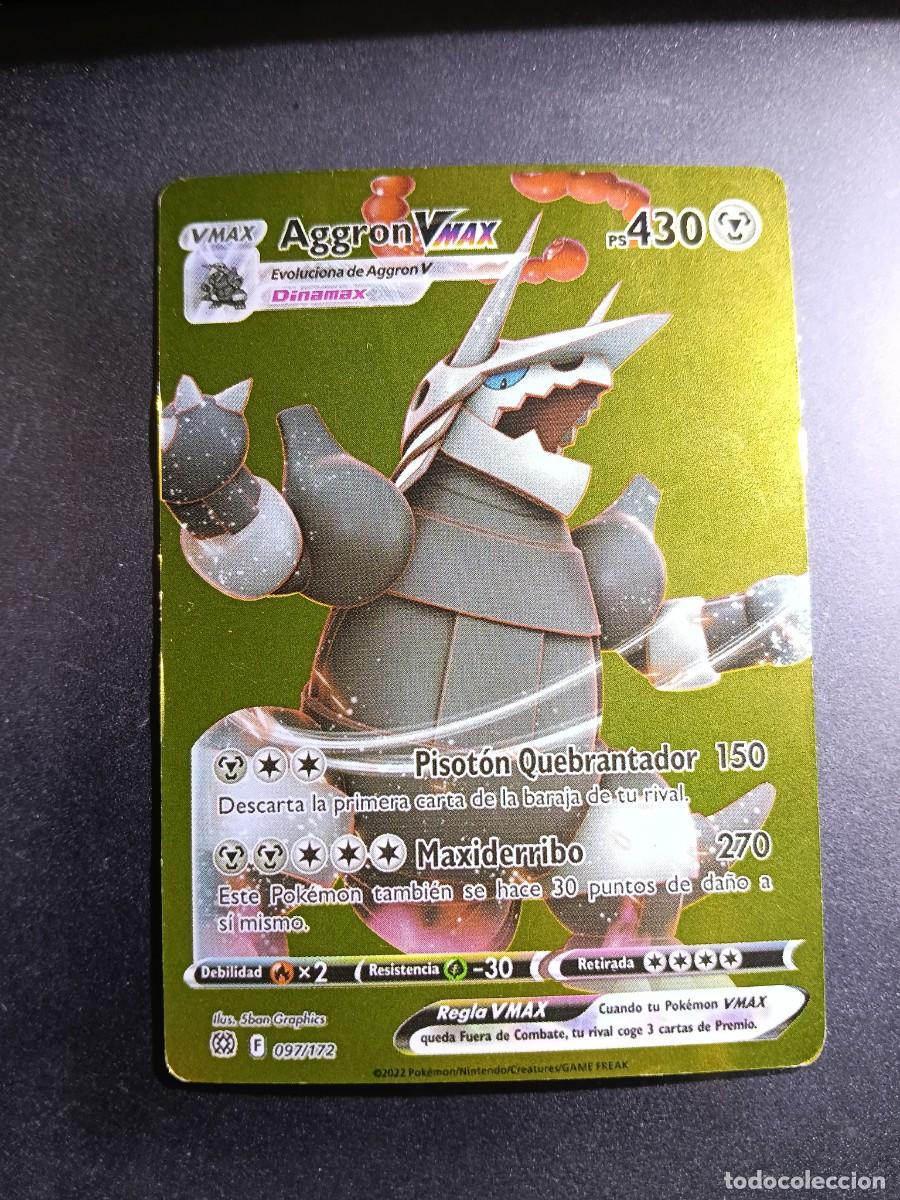 Trading cards: CROMO CARTA AGGRON VMAX 97/172 AMARILLO PISOTON QUEBRANTADOR MAXIDERRIBO POKEMON