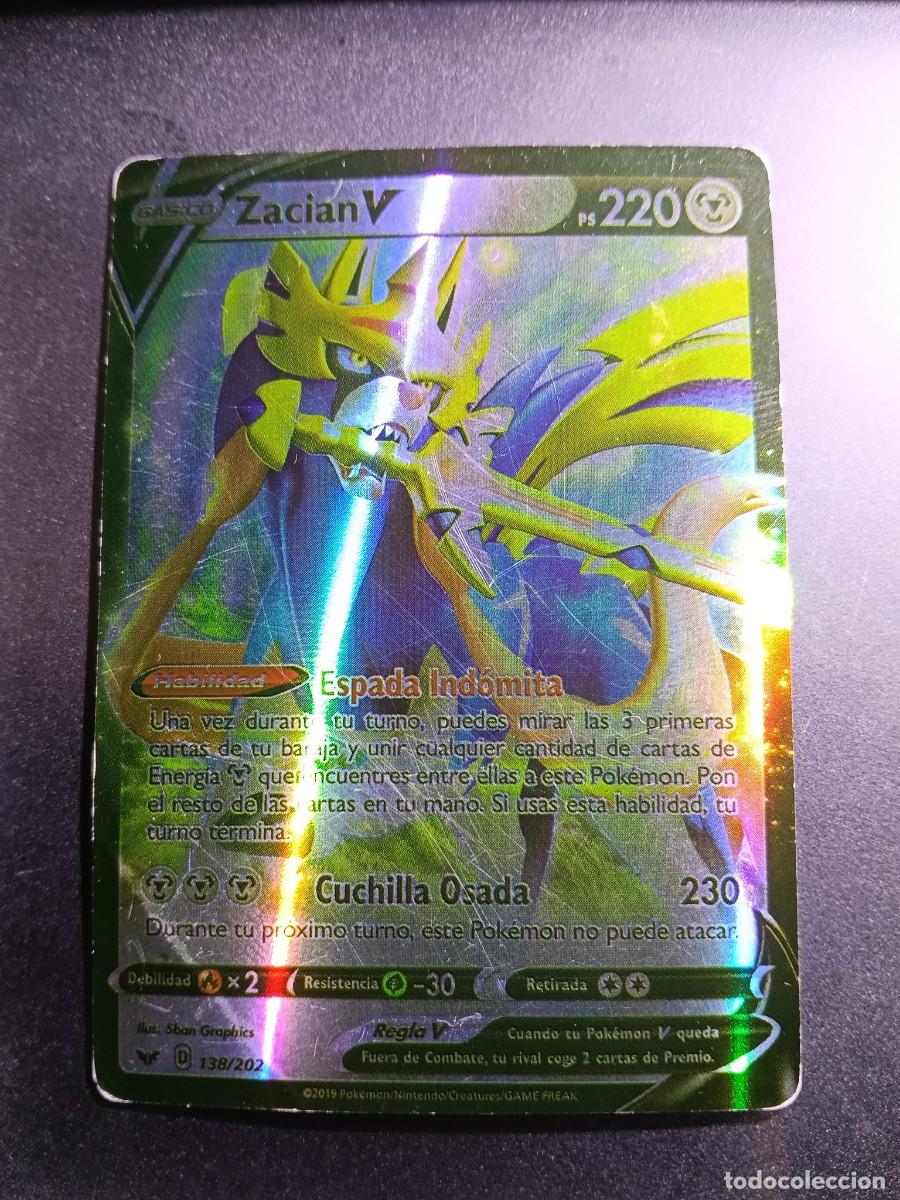 Trading cards: CROMO CARTA ZACIAN 138/202 ESPADA INDOMITA CUCHILLA OSADA BRILLANTE POKEMON 2019