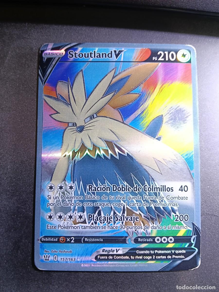 Trading cards: CROMO CARTA STOUTLAND 157/163 RACION DOBLE DE COLMILLOS PLACAJE SALVAJE BRILLANTE POKEMON 2021