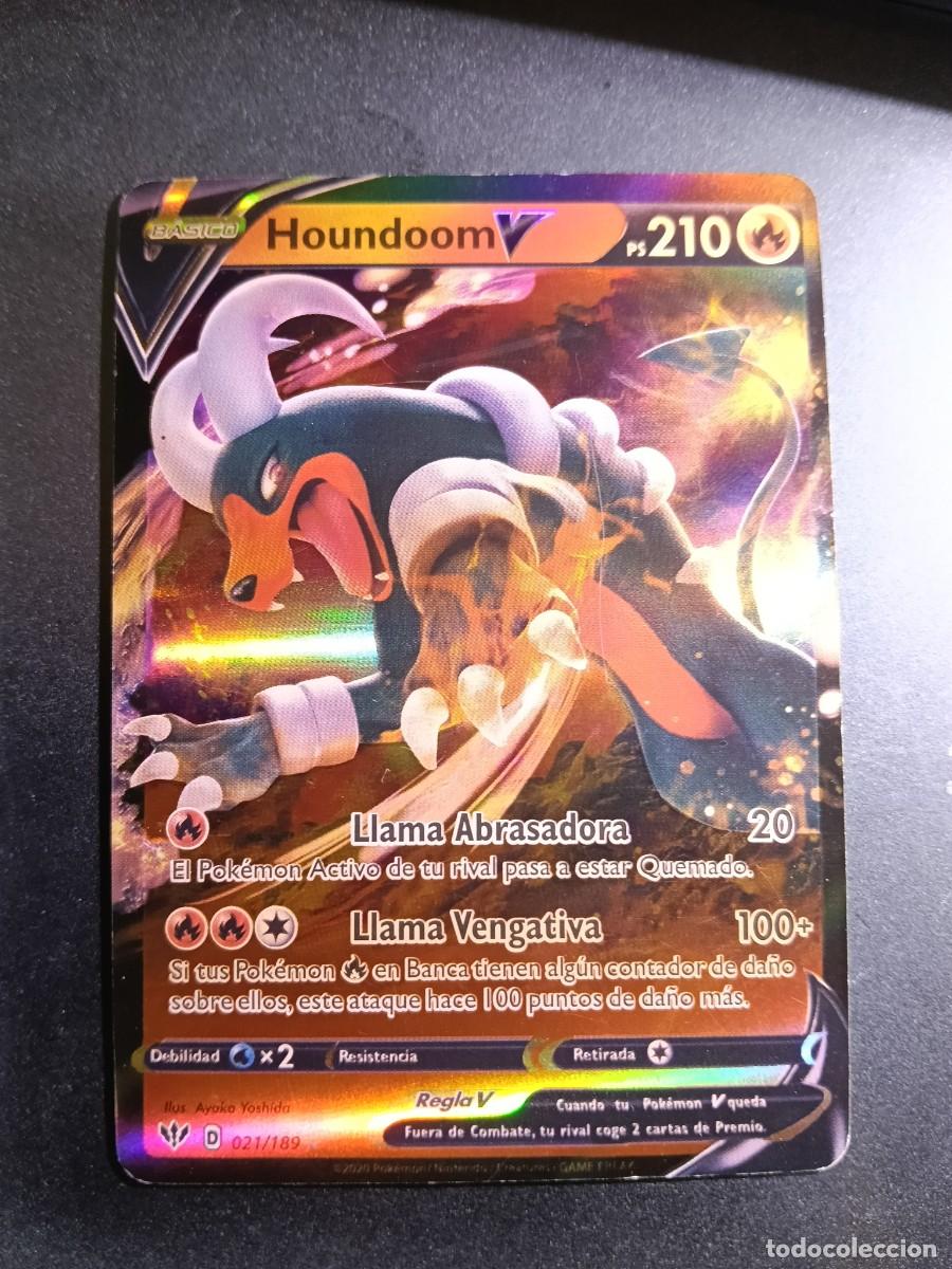 Trading cards: CROMO CARTA HOUNDOOM 21/189 LLAMA ABRASADORA LLAMA VENGATIVA BRILLANTE POKEMON 2020