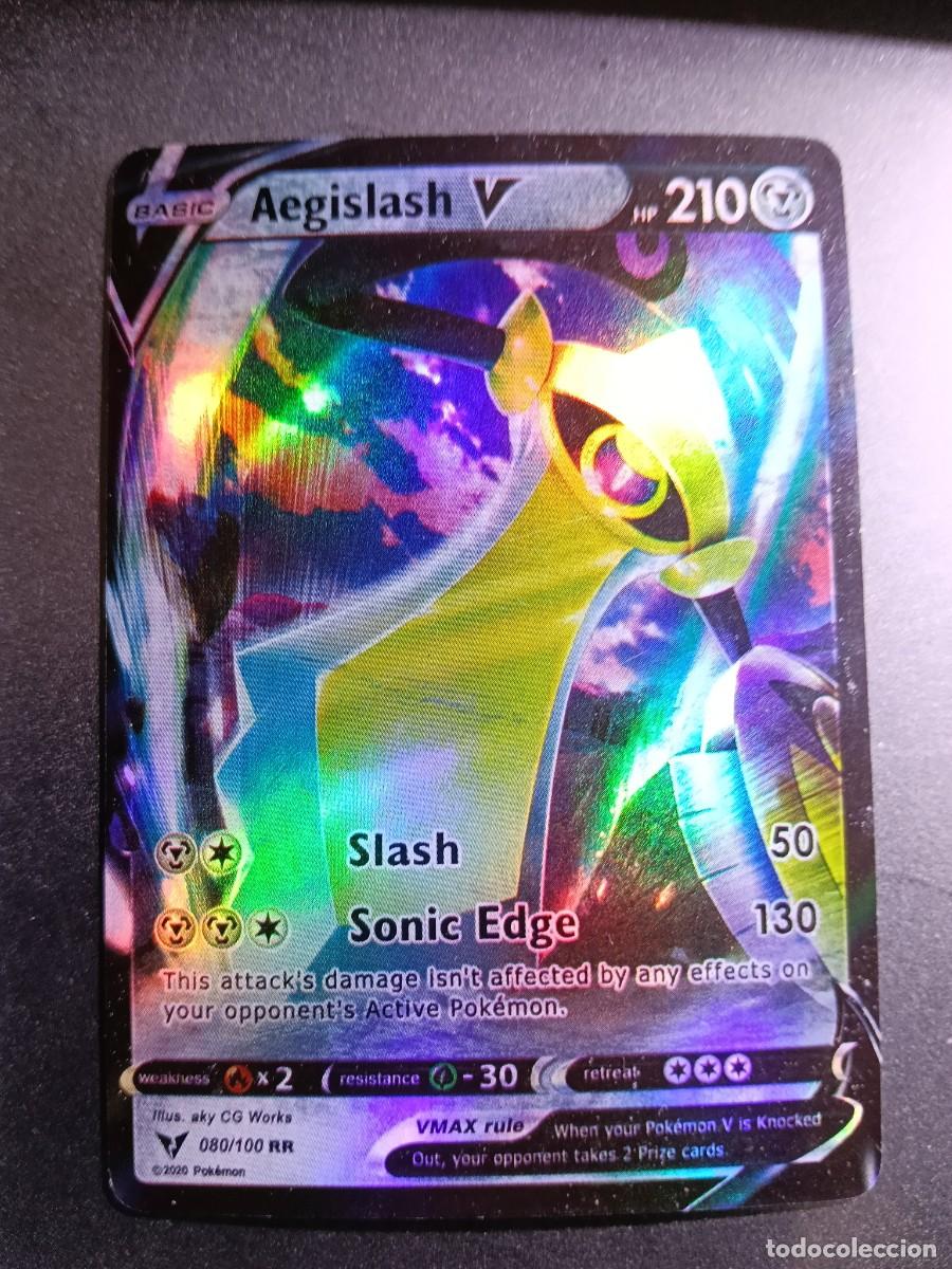 Trading cards: CROMO CARTA AEGISLASH V 80/100 SLASH SONIC EDGE BRILLANTE POKEMON 2020