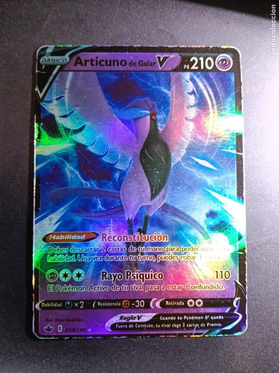 Trading cards: CROMO CARTA ARTICUNO DE GALAR V 58/198 RECONSTITUCION RAYO PSIQUICO BRILLANTE POKEMON 2020