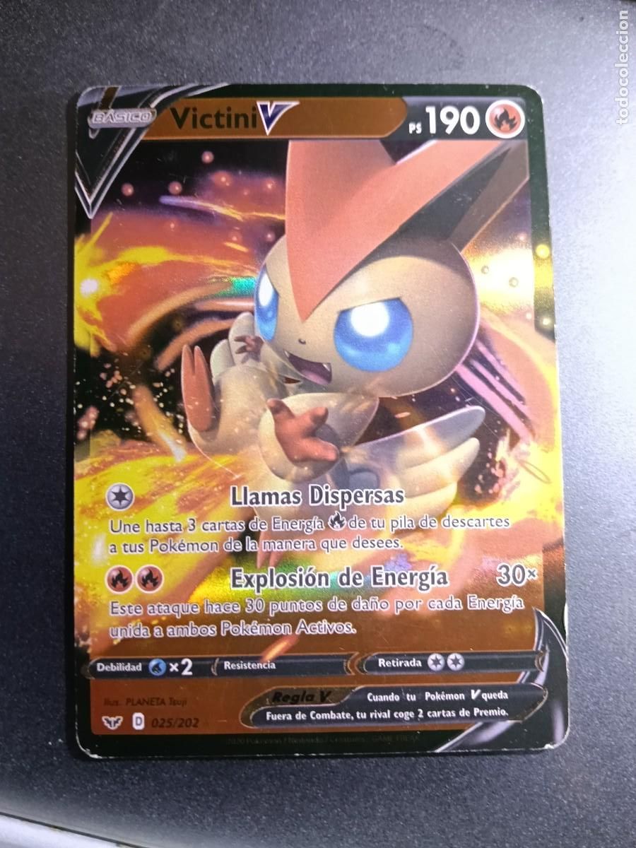 Trading cards: CROMO CARTA VICTINI V 25/202 LLAMAS DISPERSAS EXPLOSION DE ENERGIA BRILLANTE POKEMON 2020