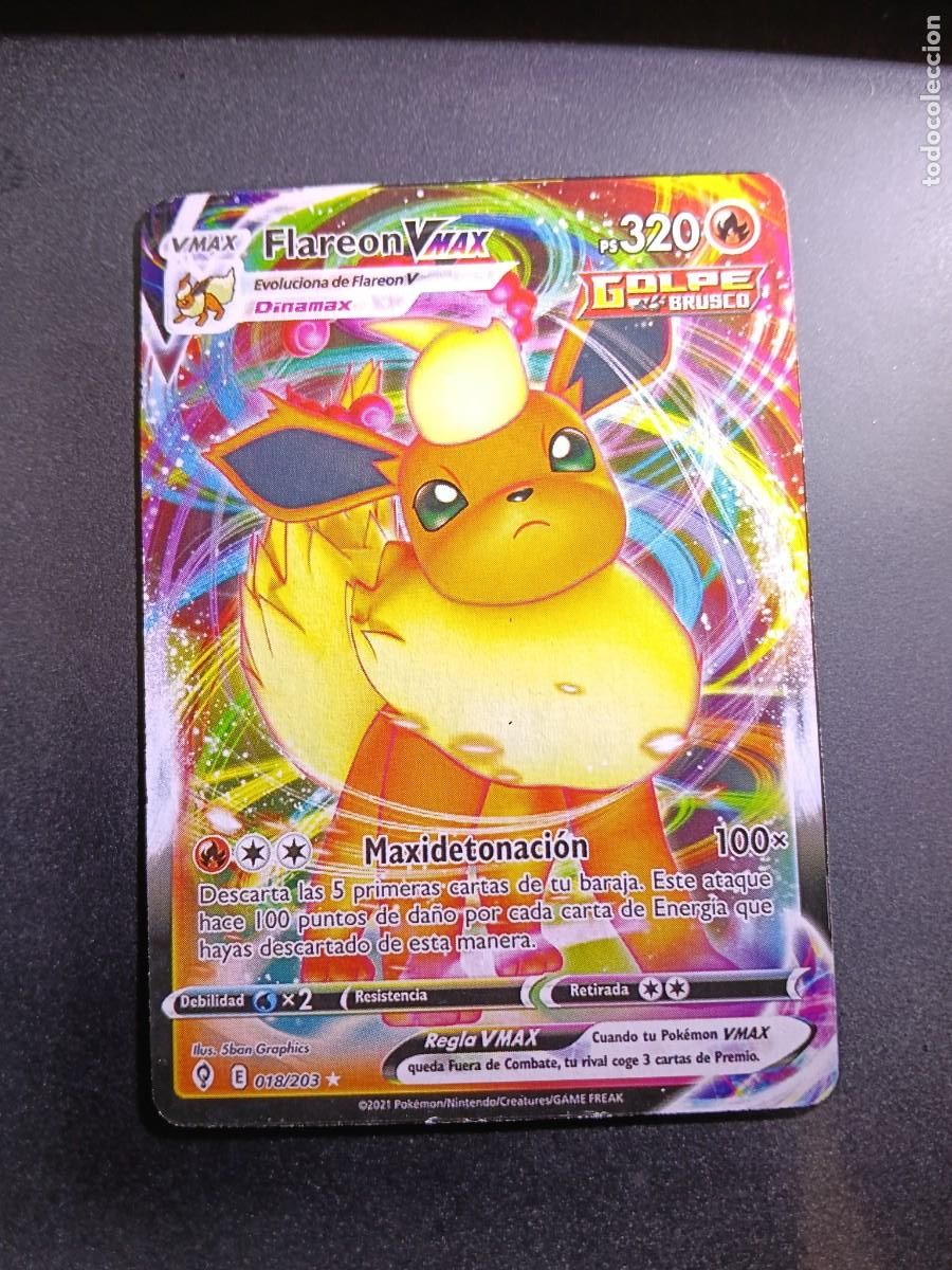 Trading cards: CROMO CARTA FLAREON VMAX 18/203 MAXIDETONACI&Oacute;N GOLPE BRUSCO POKEMON 2021