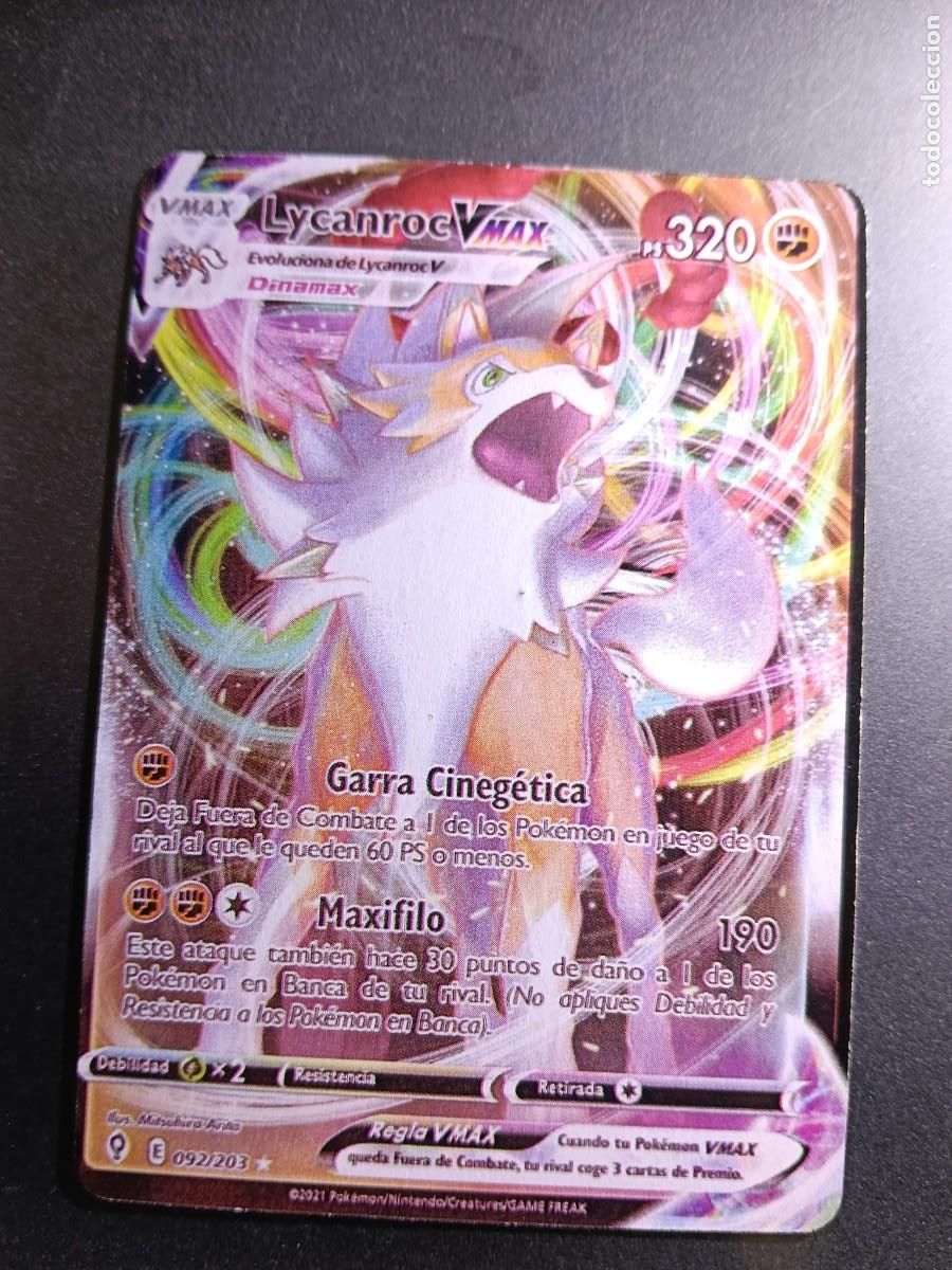 Trading cards: CROMO CARTA LYCANROC VMAX 92/203 GARRA CINEGETICA MAXIFILO POKEMON 2022