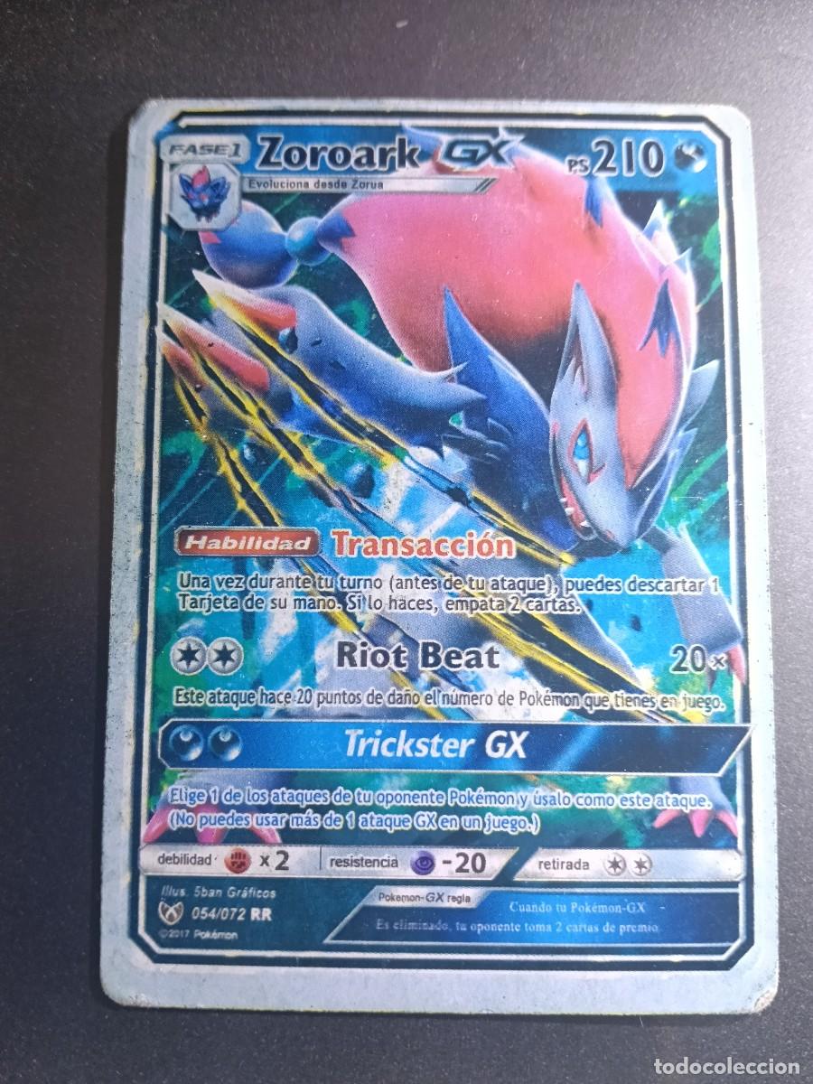 Trading cards: CROMO CARTA ZOROARK GX 54/72 TRANSACCION RIOT BEAT POKEMON 2017