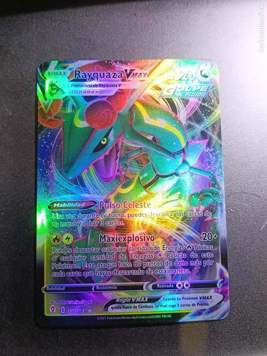 Trading cards: CROMO CARTA RAYQUAZA VMAX 112/203 PULSO CELESTE MAXIEXPLOSIVO GOLPE FLUIDO BRILLANTE POKEMON 2021