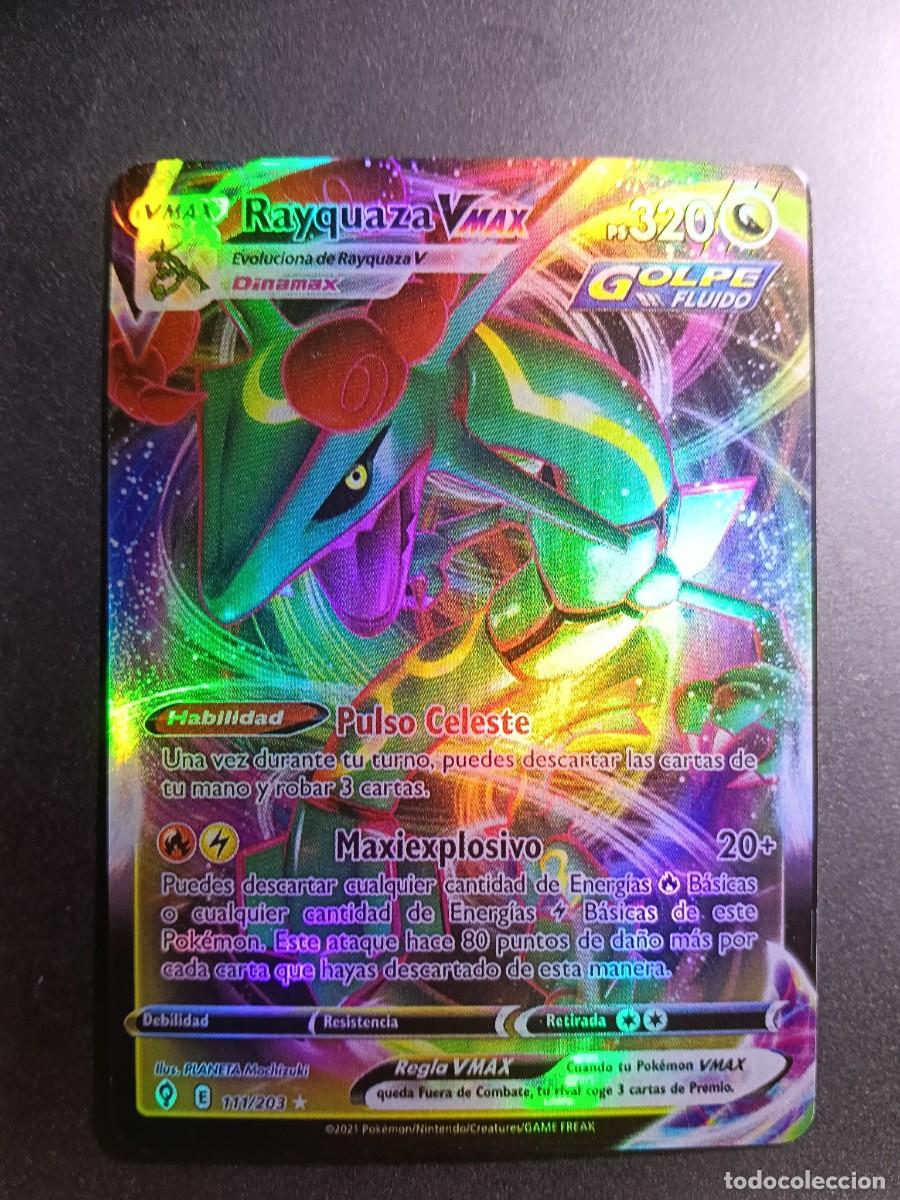 Cromo Carta Rayquaza VMAX 112/203 Pulso Celeste Maxiexplosivo Golpe Fluido Brillante Pokemon 2021