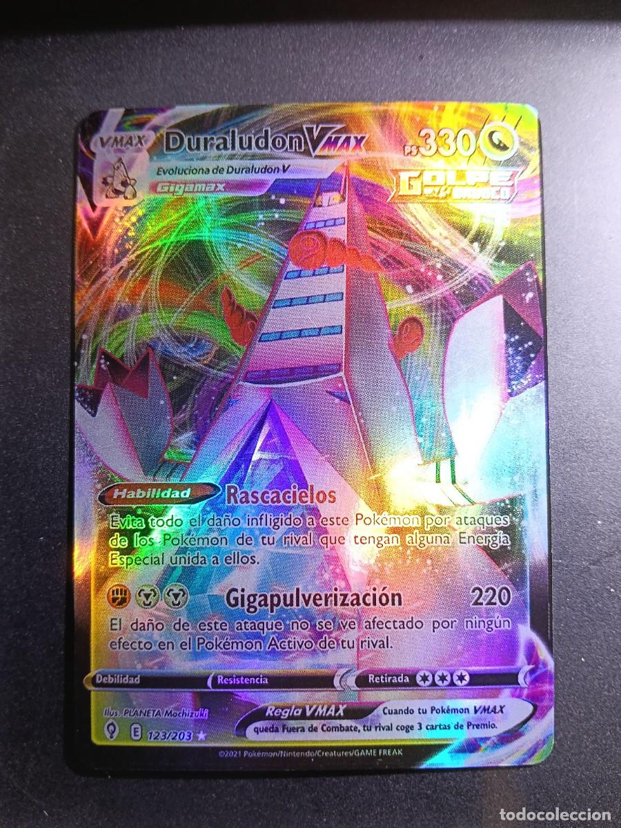 Trading cards: CROMO CARTA DURALUDON VMAX 123/203 RASCACIELOS GIGAPULVERIZACION GOLPE BRUSCO BRILLANTE POKEMON 2021