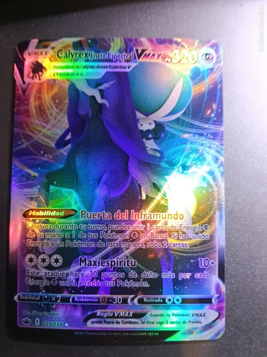 Trading cards: CROMO CARTA CALYREX JINETE ESPECTRAL VMAX 75/198 PUERTA DEL INFRAMUNDO MAXIES BRILLANTE POKEMON 2021
