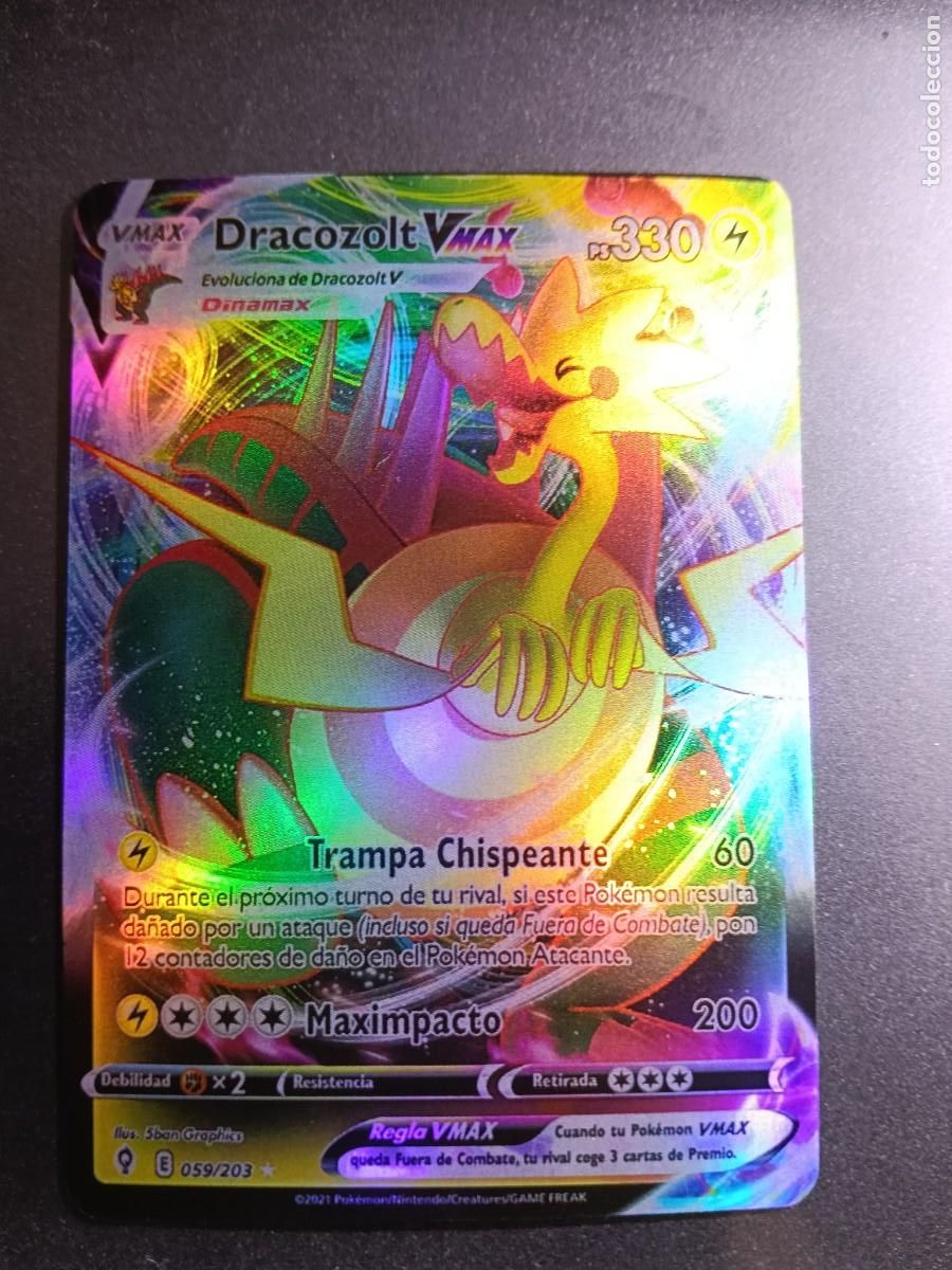 Trading cards: CROMO CARTA DRACOZOLT VMAX 59/203 TRAMPA CHISPEANTE MAXIMPACTO BRILLANTE POKEMON 2021