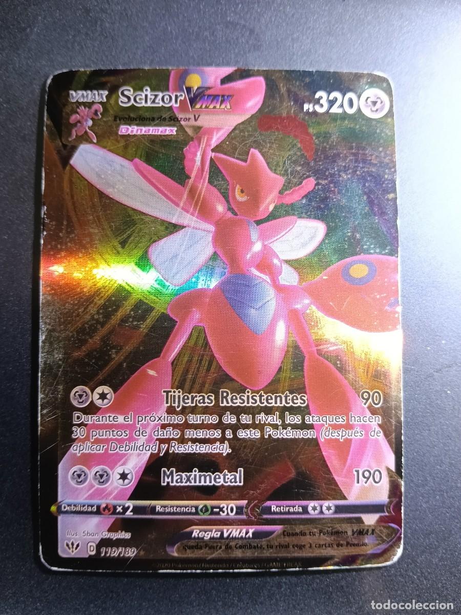 Cromo Carta Scizor VMAX 119/189 Tijeras Resistentes Maximetal Brillante Pokemon 2020