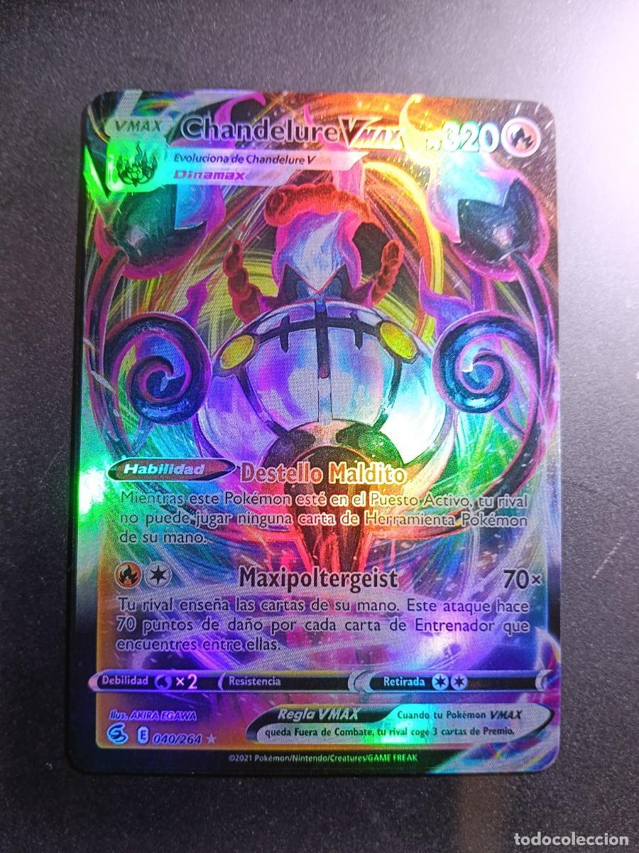 Trading cards: CROMO CARTA CHANDELURE VMAX 40/264 DESTELLO MALDITO MAXIPOLTERGEIST BRILLANTE POKEMON 2021