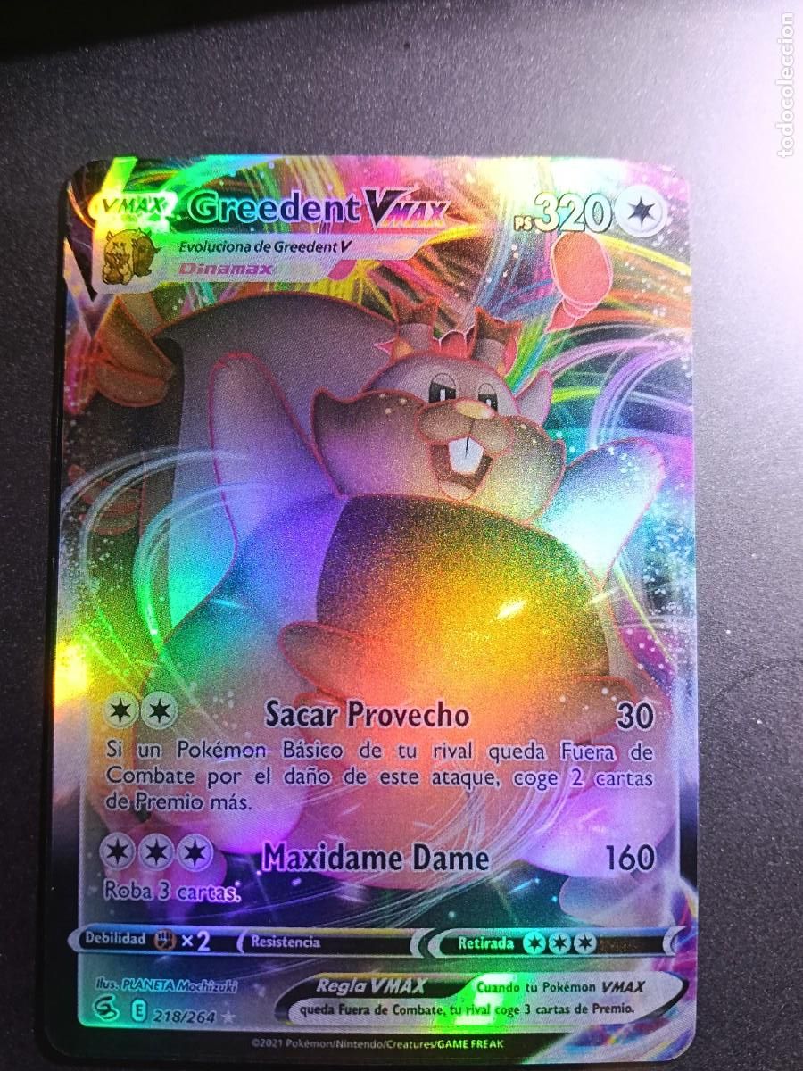 Trading cards: CROMO CARTA GREEDENT VMAX 218/264 SACAR PROVECHO MAXIDAME DAME BRILLANTE POKEMON 2021
