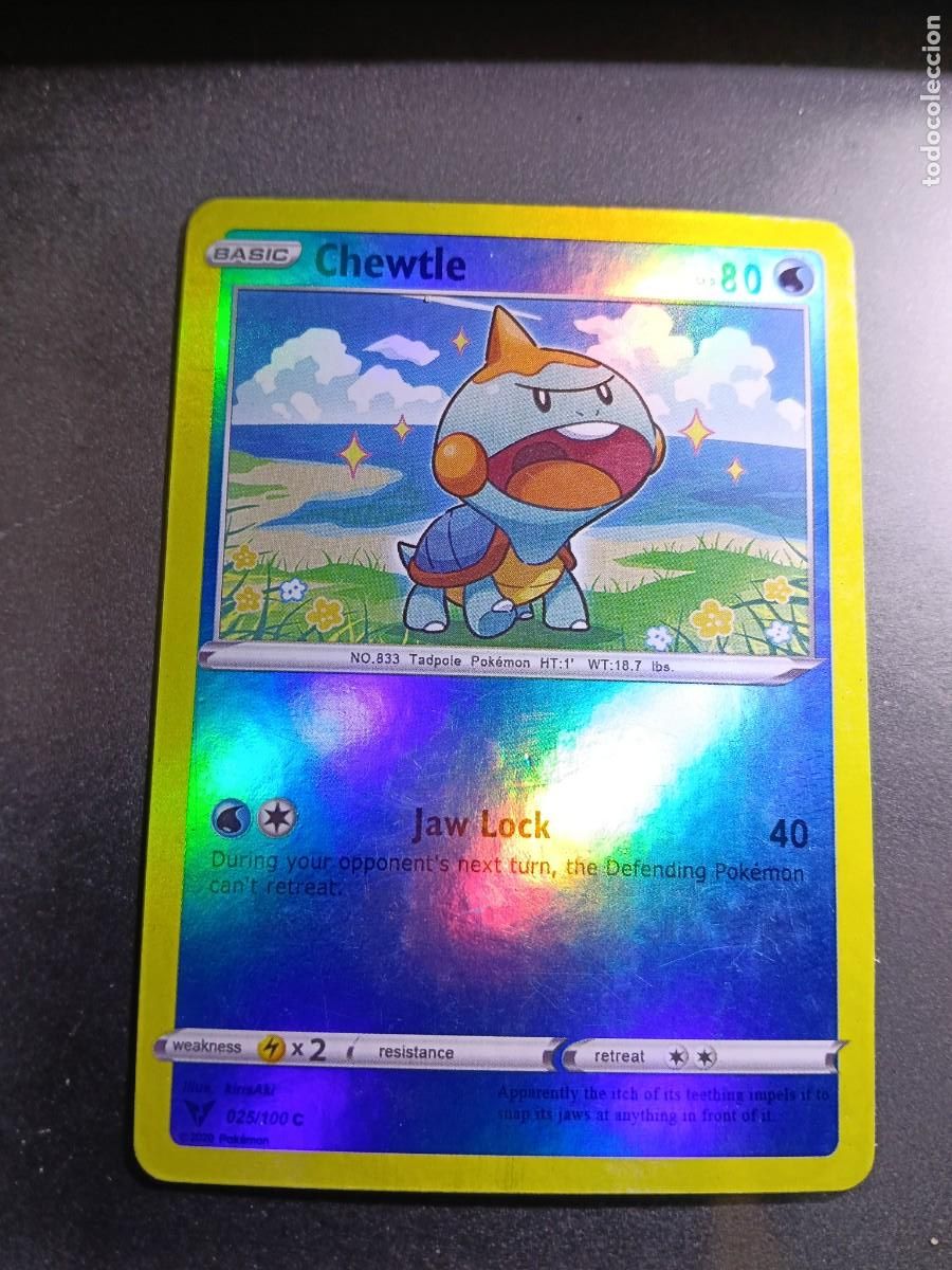 Trading cards: CROMO CHEWTLE 25/100 JAW LOCK BRILLANTE POKEMON 2020