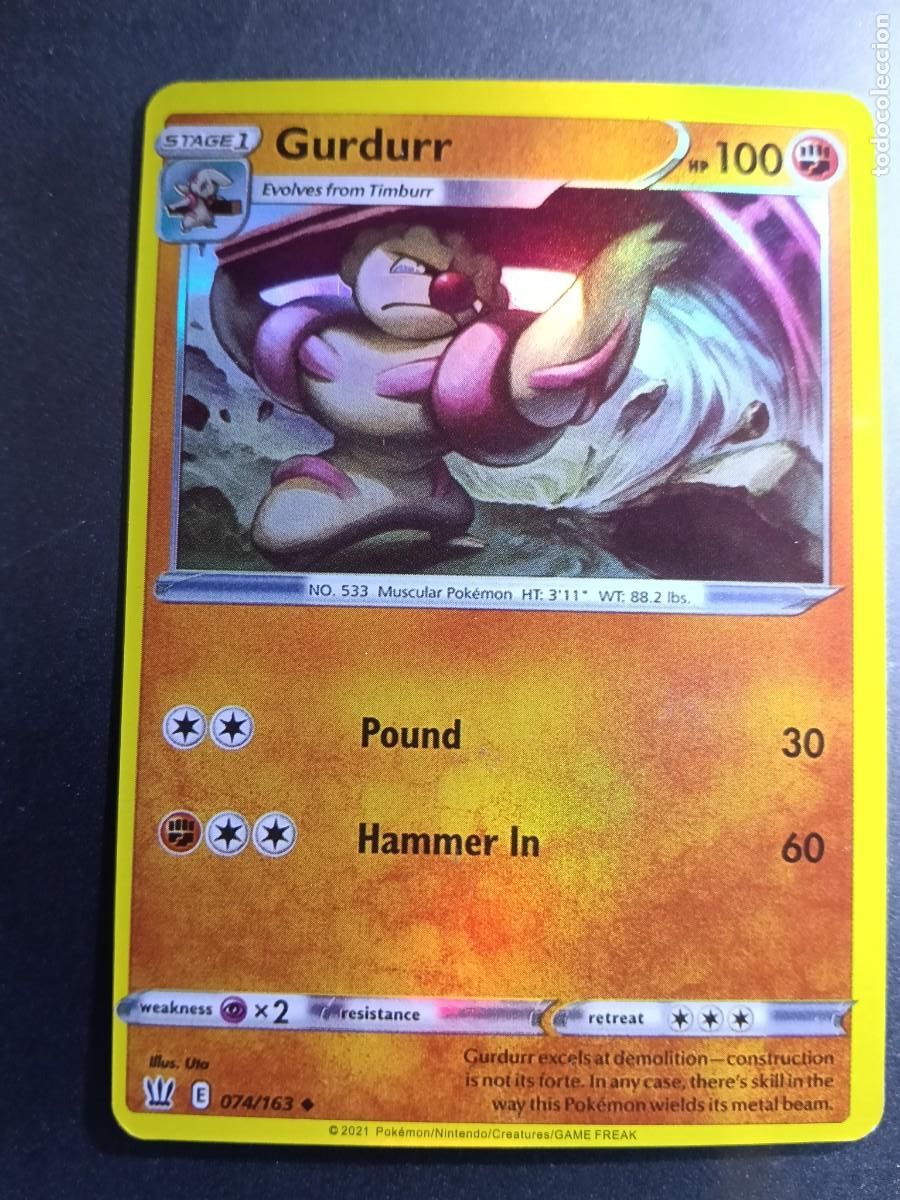 Trading cards: CROMO GURDURR 74/163 POUND HAMMER IN BRILLANTE POKEMON 2021