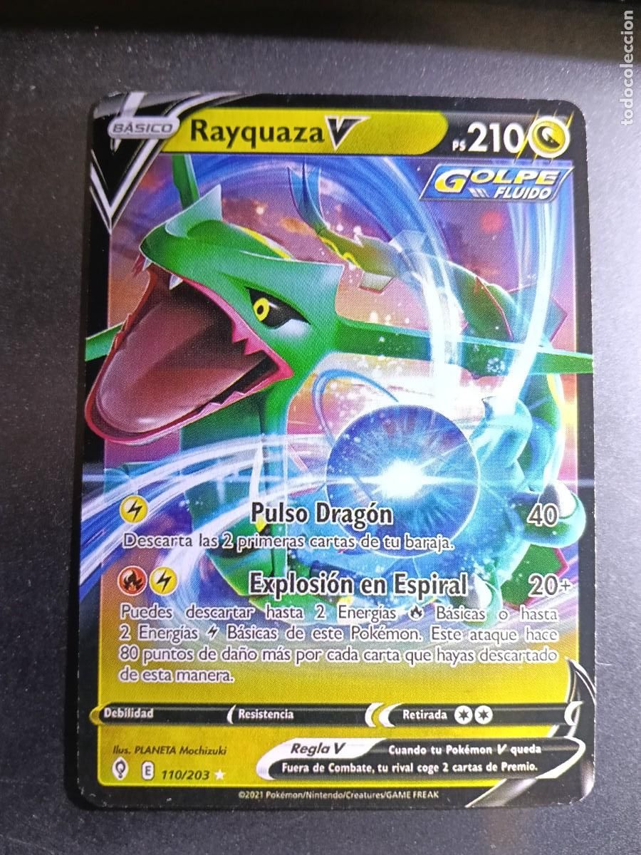 Trading cards: CROMO CARTA RAYQUAZA V 110/203 PULSO DRAGON EXPLOSION EN ESPIRAL GOLPE FLUIDO POKEMON 2021