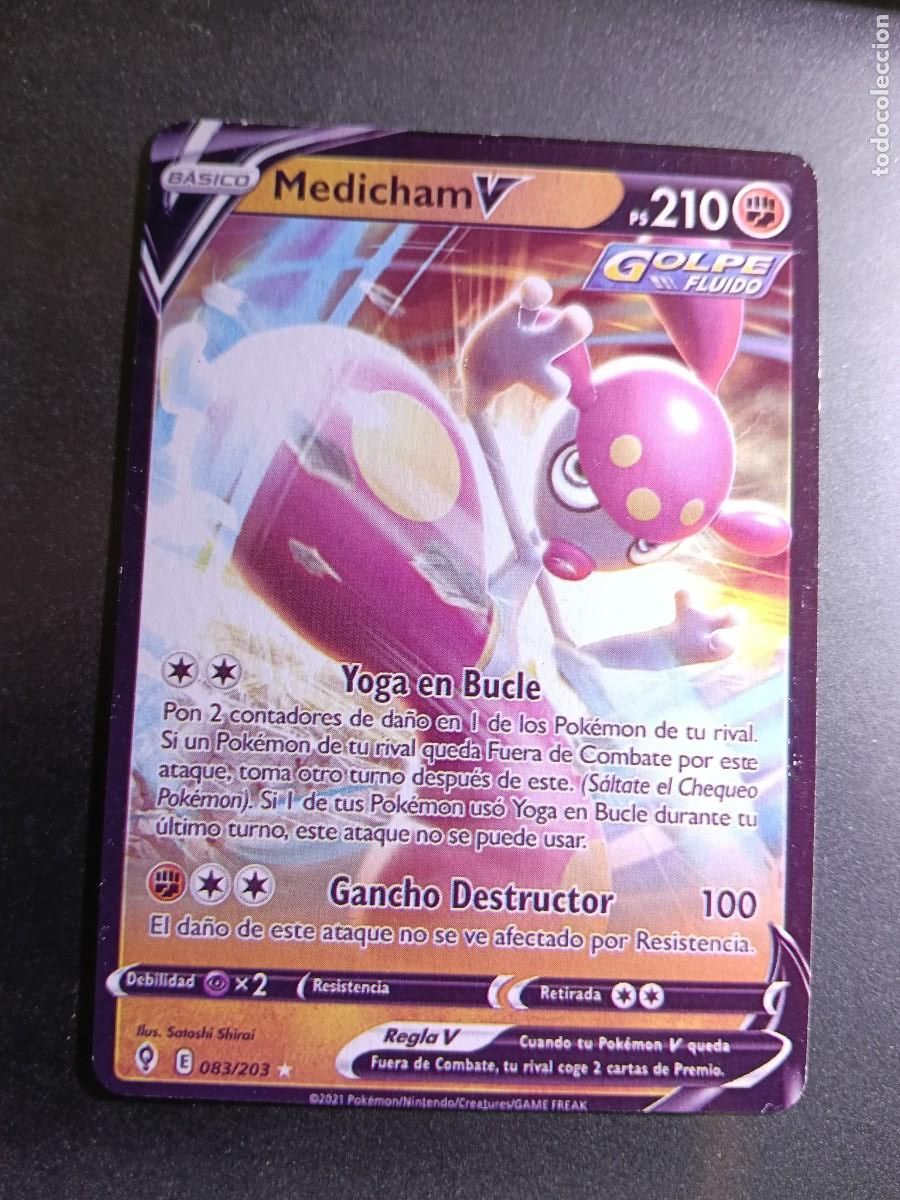 Trading cards: CROMO MEDICHAM V 83/203 YOGA EN BUCLE GANCHO DESTRUCTOR GOLPE FLUIDO POKEMON 2021