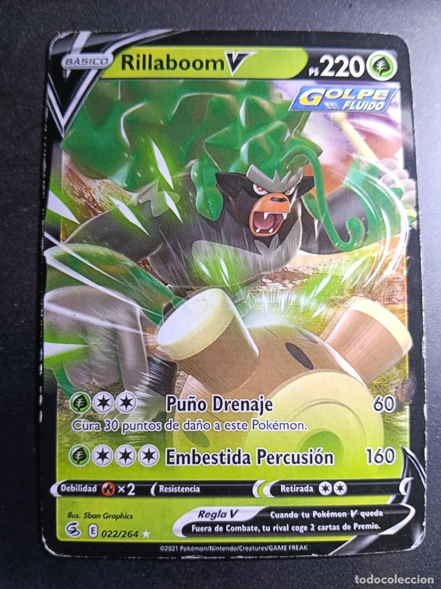 Trading cards: CROMO CARTA RILLABOOM V 22/264 PU&Ntilde;O DRENAJE EMBESTIDA PERCUSI&Oacute;N GOLPE FLUIDO POKEMON 2021