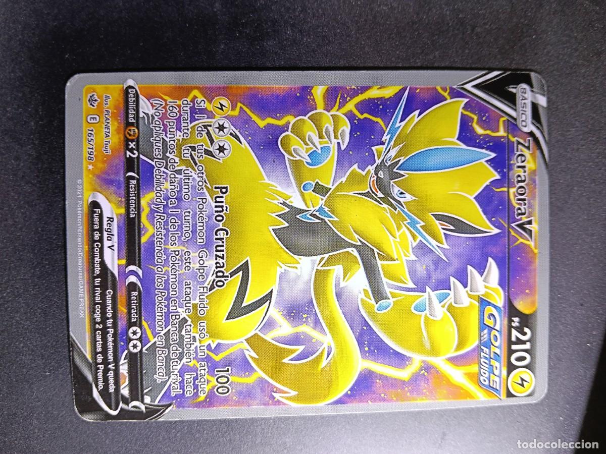 Trading cards: CROMO CARTA ZERAORA V 185/198 PU&Ntilde;O BALA SINCROMARTILLO GOLPE FLUIDO POKEMON 2021