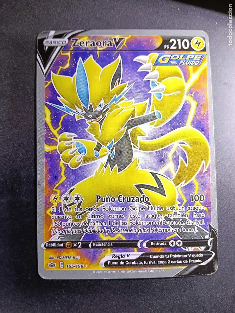 Trading cards: CROMO CARTA ZERAORA V 185/198 PU&Ntilde;O BALA SINCROMARTILLO GOLPE FLUIDO POKEMON 2021