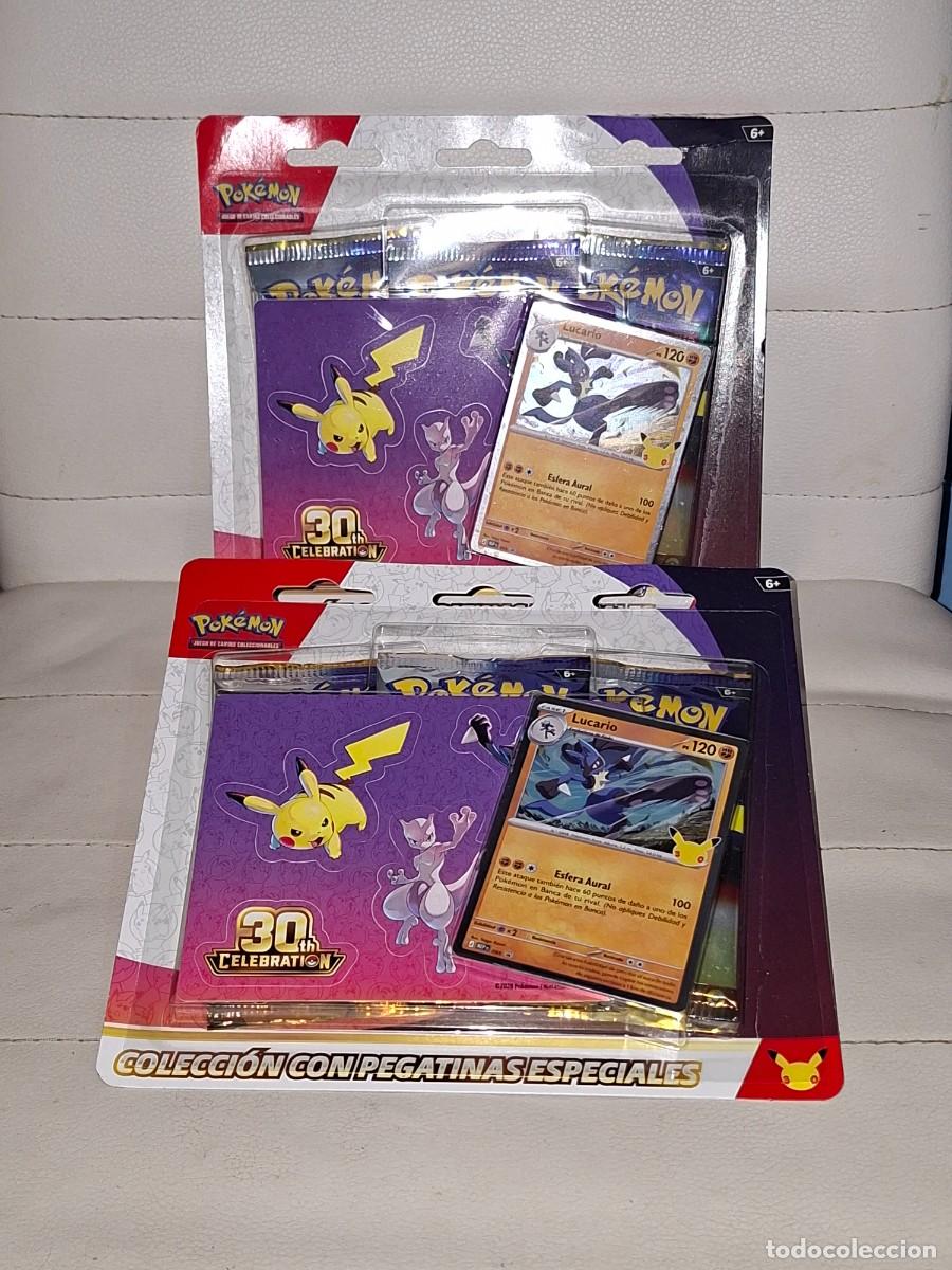 Trading cards: x2 lucario teck sticker 30th celebration en espa&ntilde;ol sin abrir
