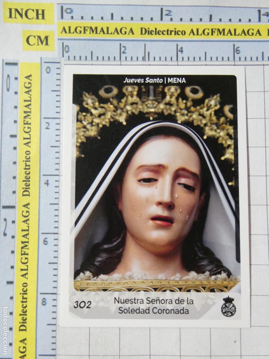 Trading cards: TARJETA TRADING CARD CROMO RELIGIOSO SEMANA SANTA M&Aacute;LAGA. HOLY CARDS 302 MENA SOLEDAD CORONADA