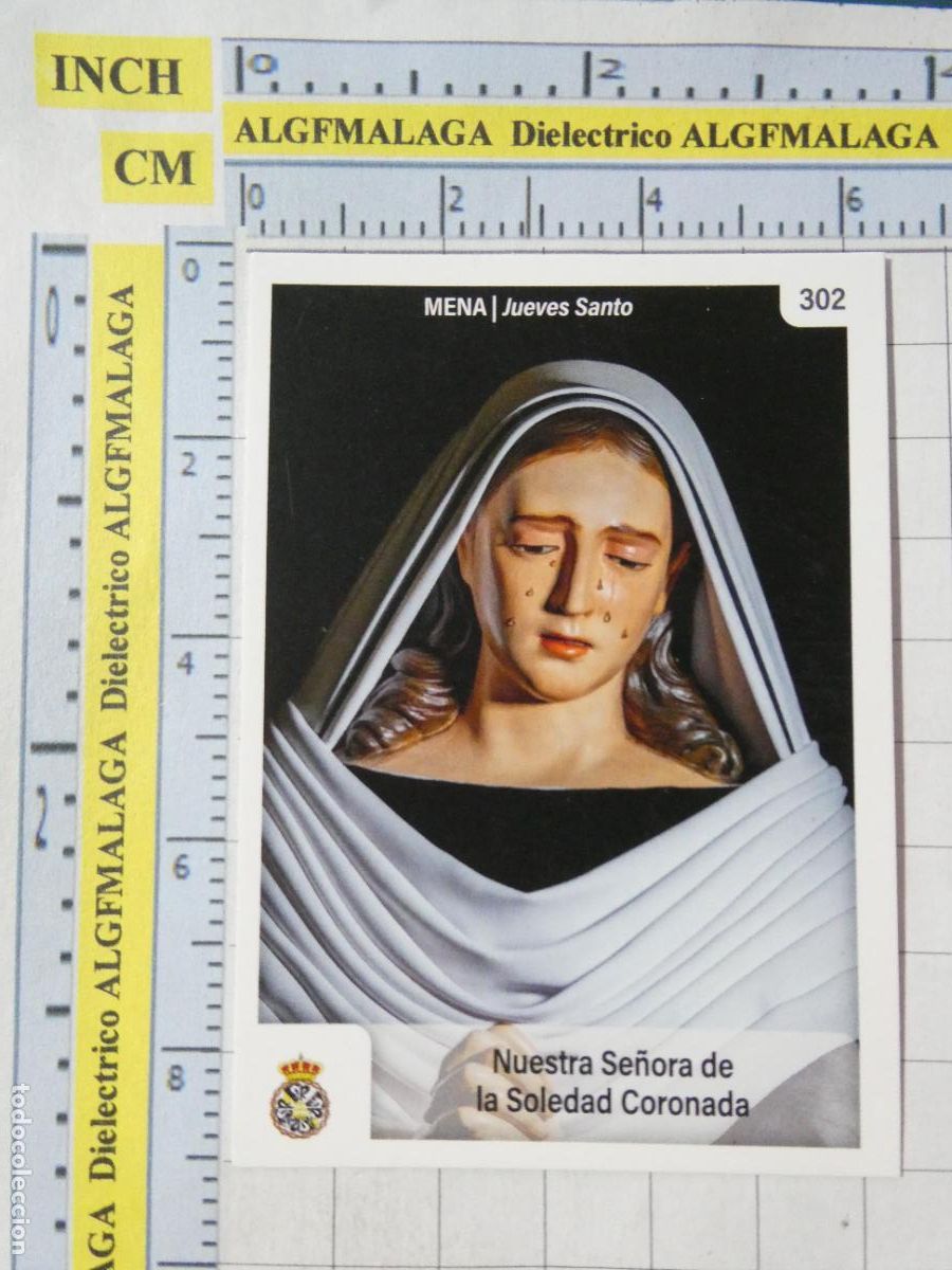 Trading cards: TARJETA TRADING CARD CROMO RELIGIOSO SEMANA SANTA M&Aacute;LAGA. HOLY CARDS 302 MENA SOLEDAD CORONADA