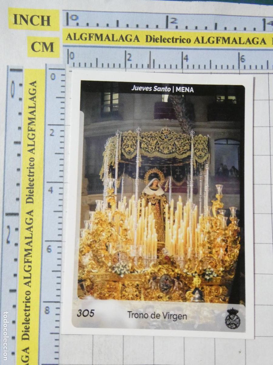 Trading cards: TARJETA TRADING CARD CROMO RELIGIOSO SEMANA SANTA M&Aacute;LAGA. HOLY CARDS 305 MENA TRONO VIRGEN