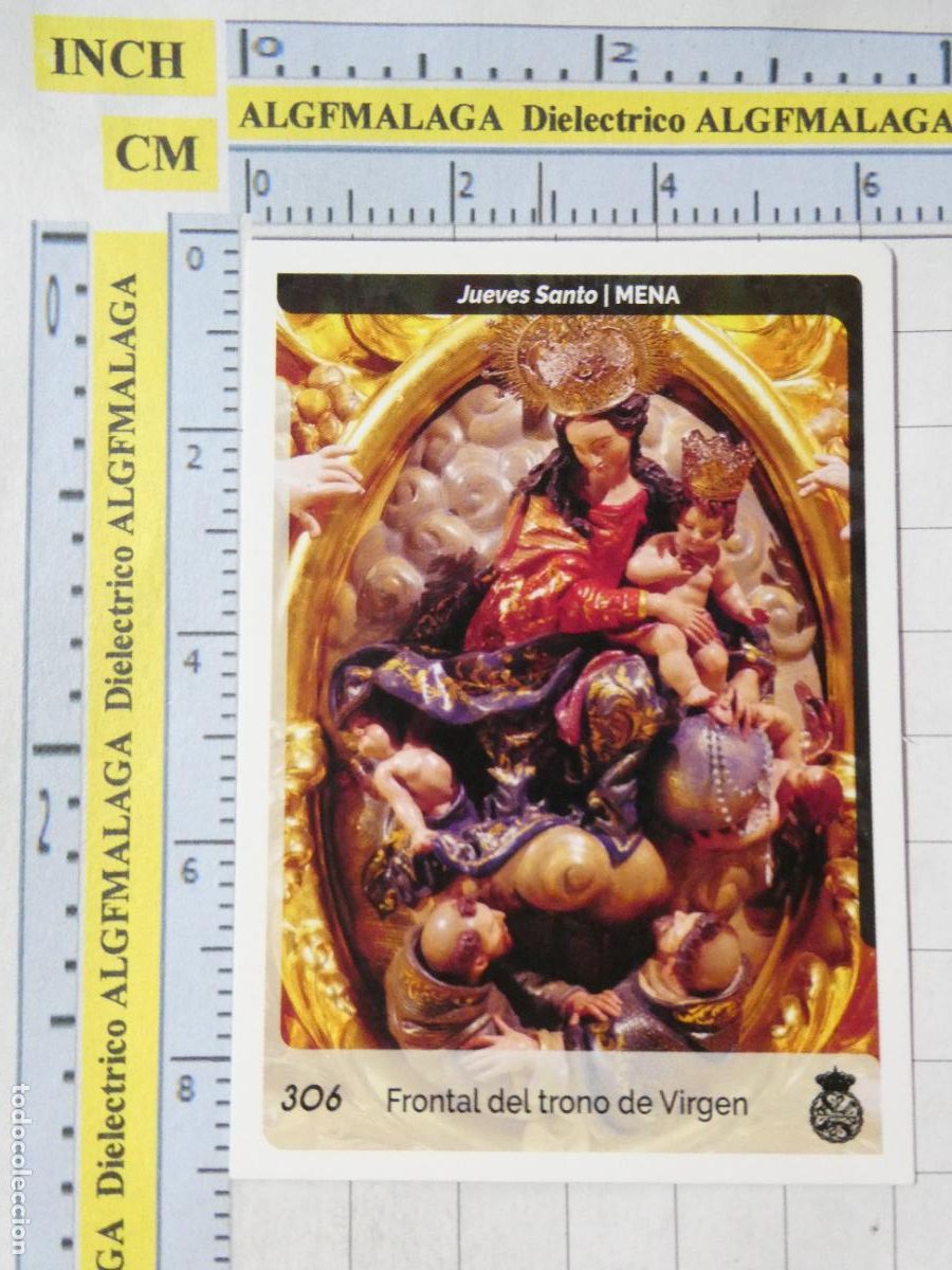 Trading cards: TARJETA TRADING CARD CROMO RELIGIOSO SEMANA SANTA M&Aacute;LAGA. HOLY CARDS 306 MENA FRONTAL TRONO VIRGEN