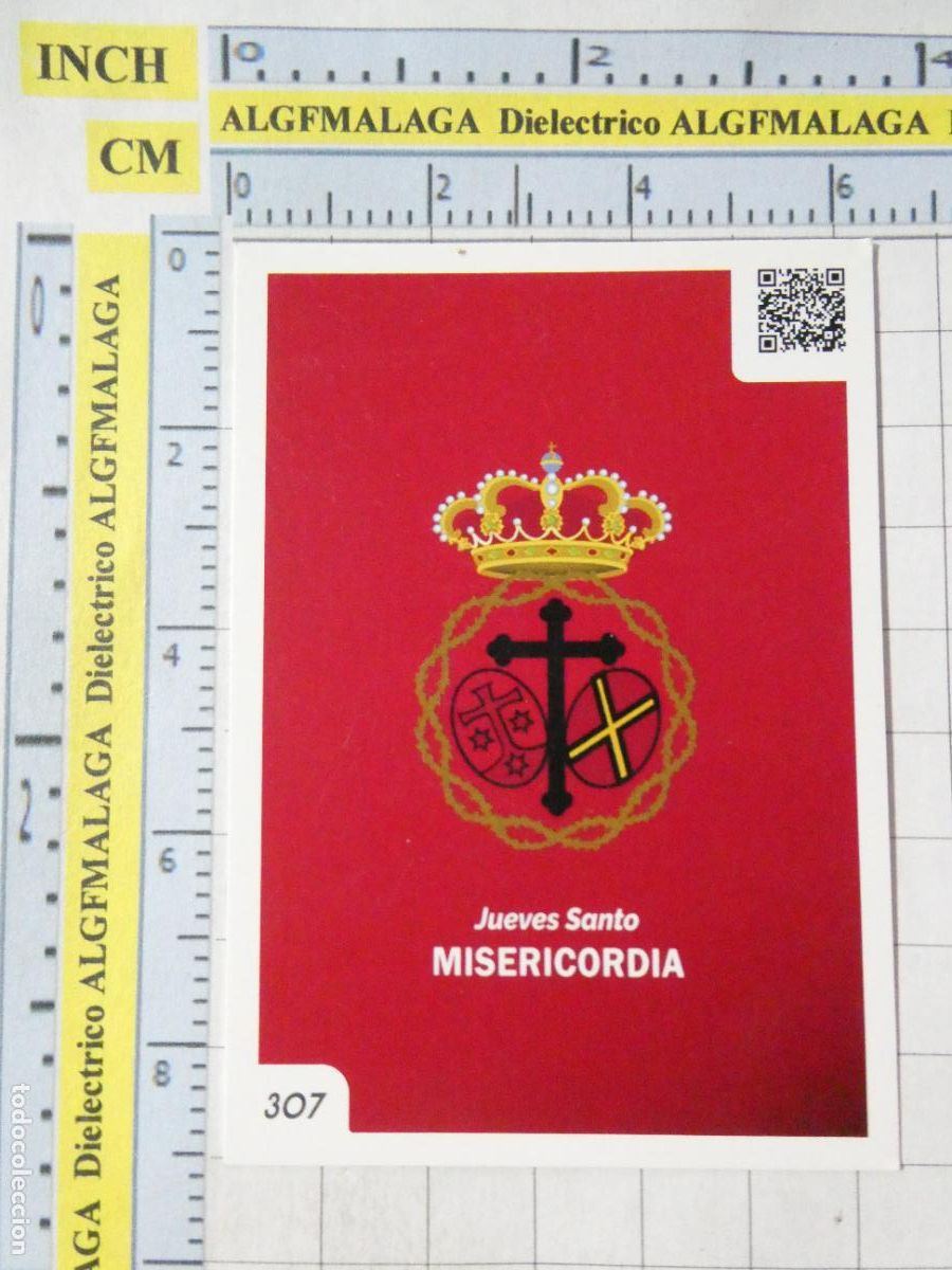 Trading cards: TARJETA TRADING CARD CROMO RELIGIOSO SEMANA SANTA M&Aacute;LAGA. HOLY CARDS 307 MISERICORDIA ESCUDO