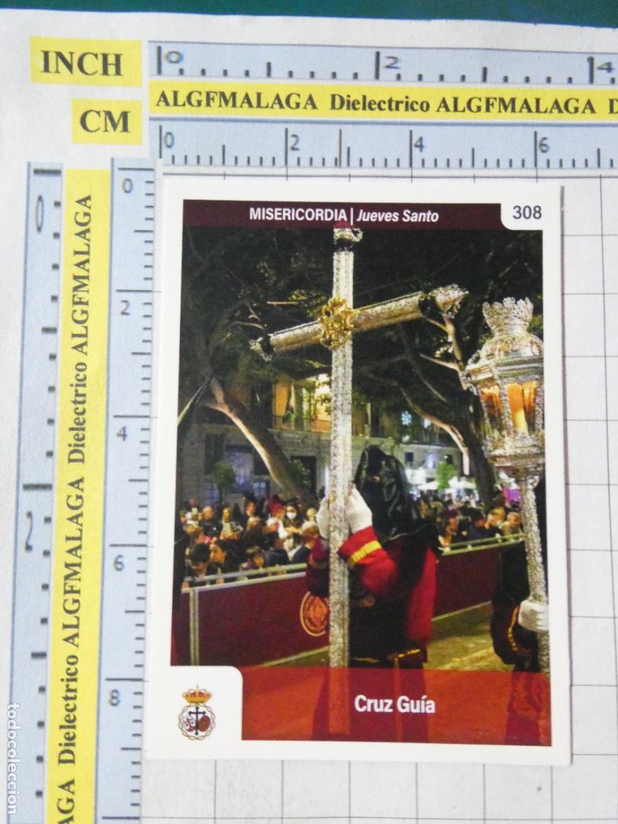 Trading cards: TARJETA TRADING CARD CROMO RELIGIOSO SEMANA SANTA M&Aacute;LAGA. HOLY CARDS 308 MISERICORDIA CRUZ GU&Iacute;A