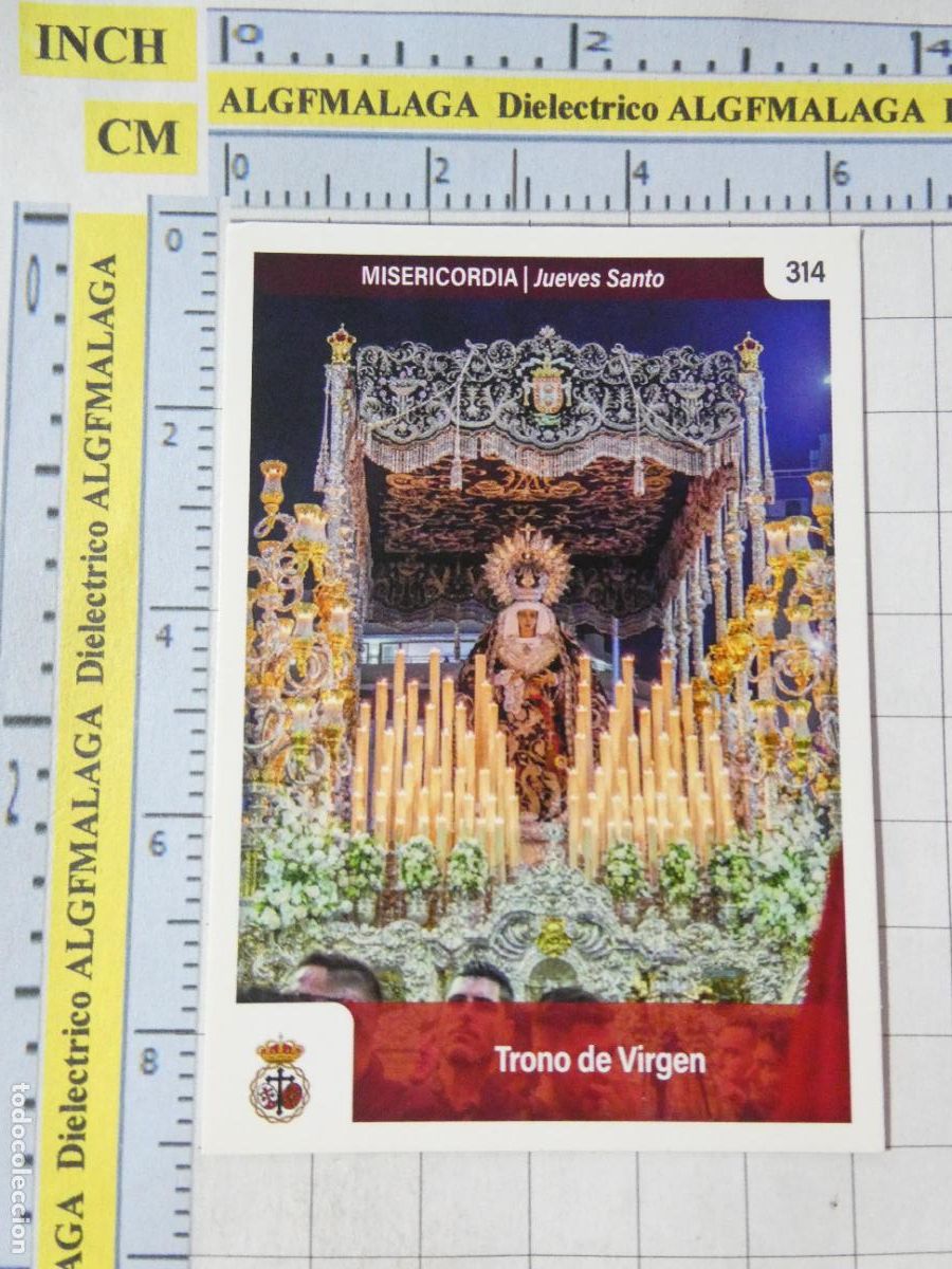 Trading cards: TARJETA TRADING CARD CROMO RELIGIOSO SEMANA SANTA M&Aacute;LAGA. HOLY CARDS 314 MISERICORDIA TRONO VIRGEN